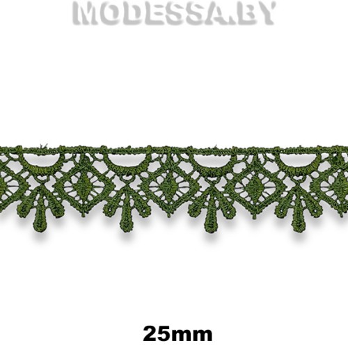1096 КМС Кружево синтетич. 25мм Ц:2116 Зелёный