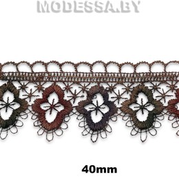 18JJ Кружево синтетич. 40мм Ц:Коричневый