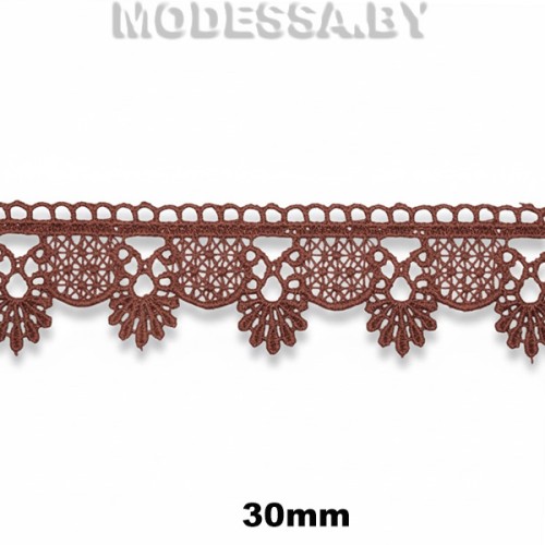 3081 Кружево синтетич. 30мм Ц:Коричневый 