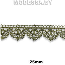 3199 Кружево синтетич. 25мм Ц:40 Оливковый
