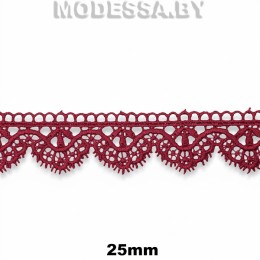 3199 Кружево синтетич. 25мм Ц:Бордовый