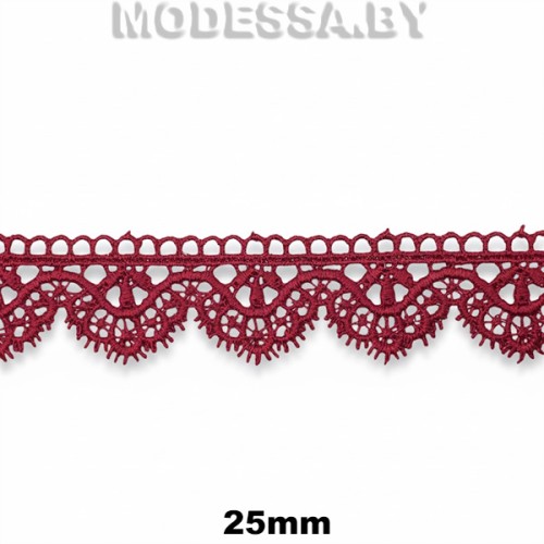 3199 Кружево синтетич. 25мм Ц:Бордовый