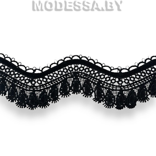 41751.5 Кружево синтетическое 65мм Ц:Чёрный 