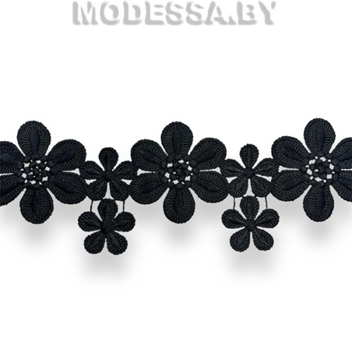 5829GF Кружево синтетическое 75мм Ц:Чёрный 