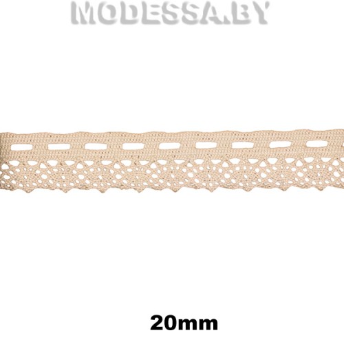 6408 G-W Кружево хлопковое 20мм Ц:Бежевый