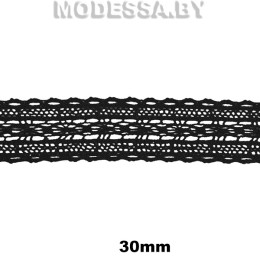 А8717 Кружево хлопковое 30мм Ц:Чёрный