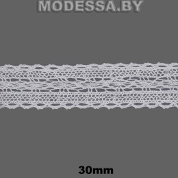 А8717 Кружево хлопковое 30мм Ц:Белый 