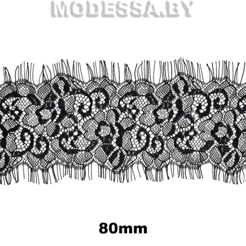 А 013  Кружево синтетическое 80мм Ц:Чёрный 