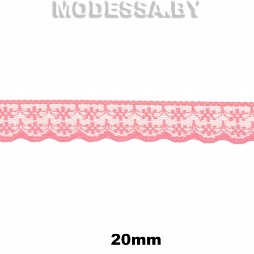 133-1 Кружево синтетич. 20мм Ц:Коралловый