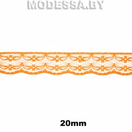133-1 Кружево синтетич. 20мм Ц:Оранжевый