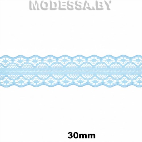 1658-2 Кружево синтетическое 30мм Ц:5 Голубой