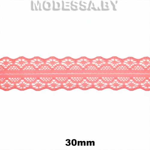 1658-2 Кружево синтетич. 30мм Ц:6 Коралловый 