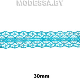 1658-2 Кружево синтетич. 30мм Ц:8 Бирюзовый