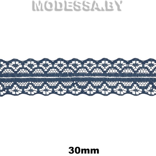 1658-2 Кружево синтетическое 30мм Ц:9 Т.Синий