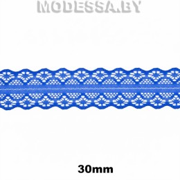 1658-2 Кружево синтетич. 30мм Ц:Васильковый