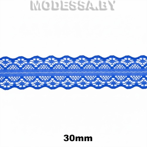 1658-2 Кружево синтетич. 30мм Ц:Васильковый