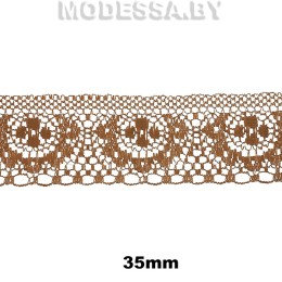 187 Кружево синтетич. 35мм Ц:Коричневый 