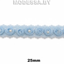 2167-А Кружево синтетич. 25мм Ц:Голубой 