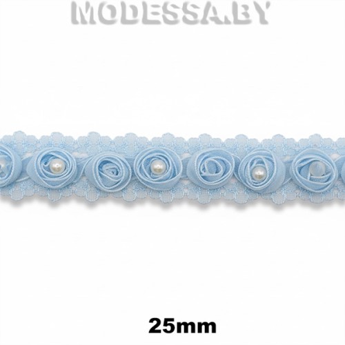 2167-А Кружево синтетич. 25мм Ц:Голубой 