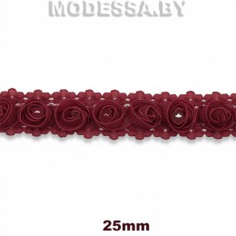 2167-А Кружево синтетическое 25мм Ц:Бордовый 