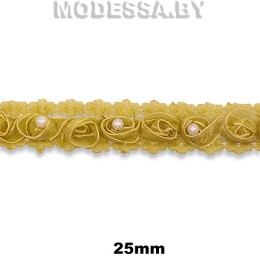 2167-А Кружево синтетич. 25мм Ц:Горчица