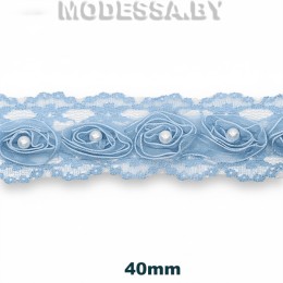 2168-А Кружево синтетич. 40мм Ц:Голубой 