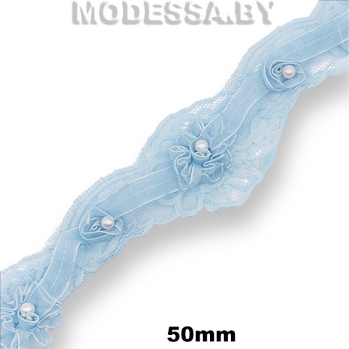2169-А Кружево синтетич. 50мм Ц:Голубой 