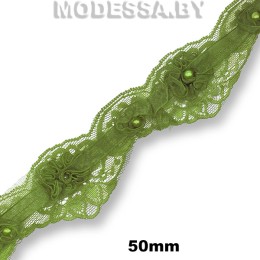 2169-А Кружево синтетич. 50мм Ц:Зелёный 