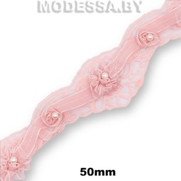 2169-А Кружево синтетич. 50мм Ц:Розовый 