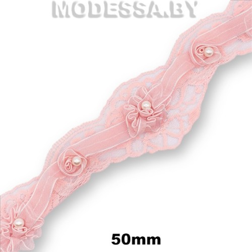 2169-А Кружево синтетич. 50мм Ц:Розовый 