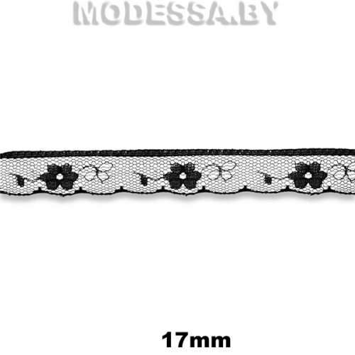 228-1 Кружево синтетическое 15мм Ц:Чёрный 
