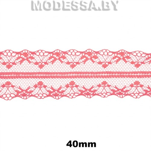 325-2 Кружево синтетич. 40мм Ц:10 Коралловый