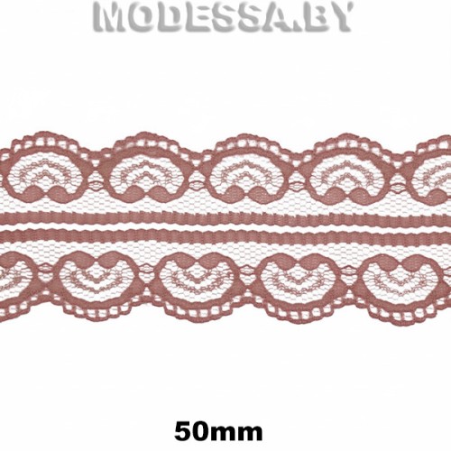 5002-2 Кружево синтетич. 50мм Ц:15 Коричневый