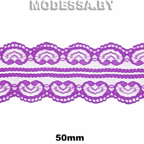 5002-2 Кружево синтетич. 50мм Ц:7 Фиолетовый