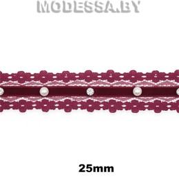 6150 CF/403 Т Тесьма синт. 25мм Ц:Бордовый 