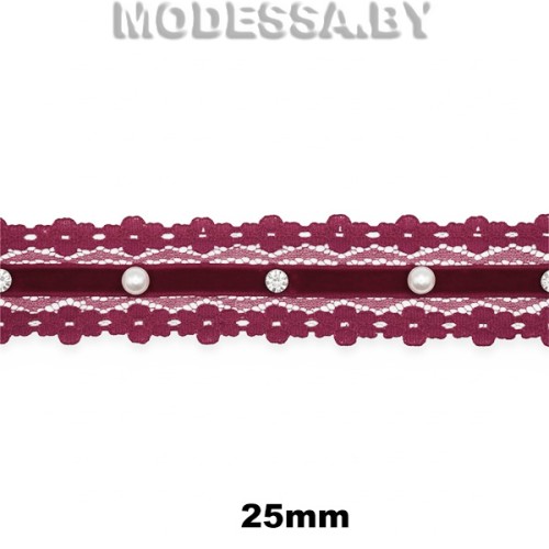 6150 CF/403 Т Тесьма синт. 25мм Ц:Бордовый 