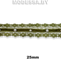 6150 CF/403 Т Тесьма синт. 25мм Ц:Зелёный 