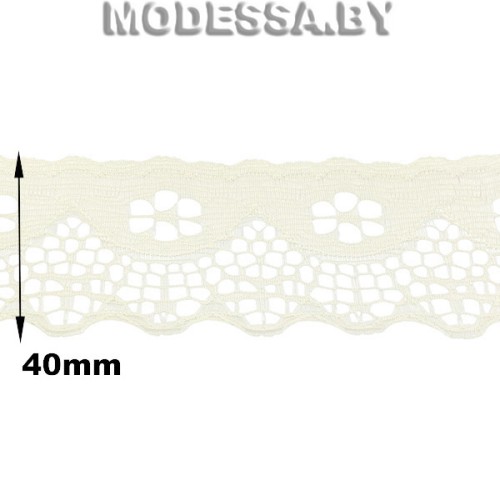  G53 Кружево синтетич. 40мм Ц:1 Молочный