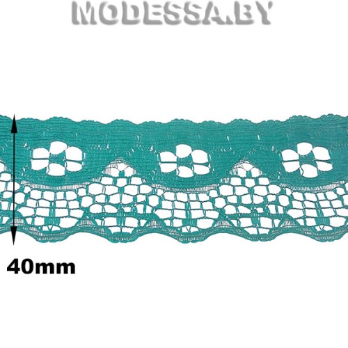 G53 Кружево синтетич. 40мм Ц:7 Морская волна