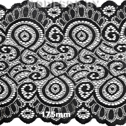 1244 Кружево синтетическое 175мм Ц:Чёрный 