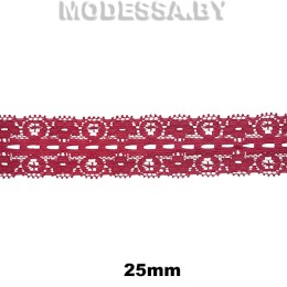 2708 Кружево синтетич. 25мм Ц:20 Бордовый