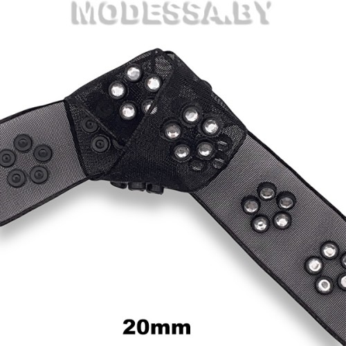 1811 Тесьма со стразами 20мм Ц:Чёрный