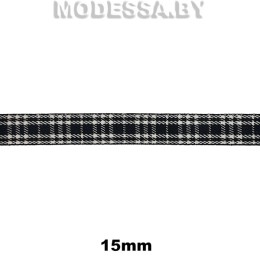 40810.45 Тесьма "Клетка" 15мм Ц:030 Чёрный