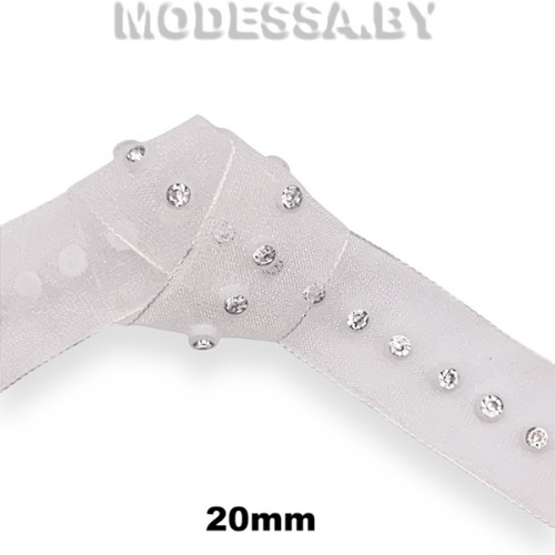 417 RS Тесьма со стразами 20мм Ц:Белый