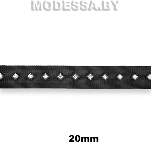 421 RS Тесьма со стразами 20мм Ц:Чёрный