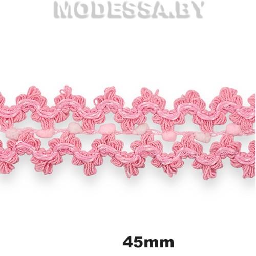 608 KJ Тесьма 45мм Ц:Розовый 