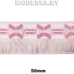 603 KJ Тесьма синт. 50мм Ц:1 Белый/Розовый 