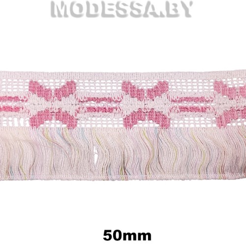603 KJ Тесьма синт. 50мм Ц:1 Белый/Розовый 