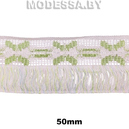 603 KJ Тесьма синт. 50мм Ц:2 Белый/Салатовый