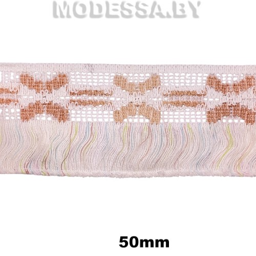 603 KJ Тесьма синт. 50мм Ц:3 Белый/Кирпичный 